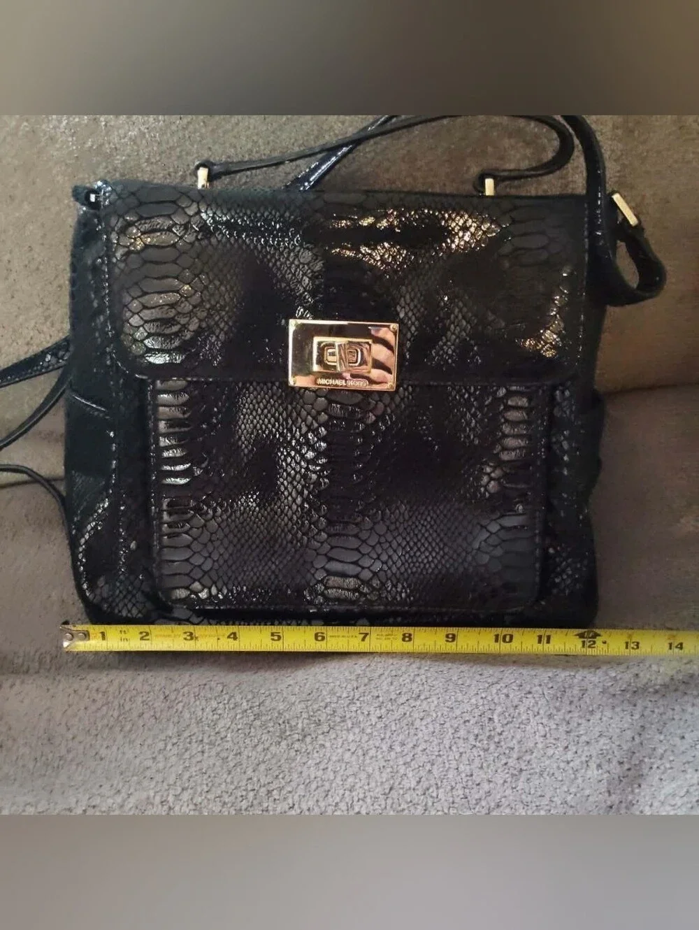 🖤 VTG MICHAEL KORS Black Python Embossed Sloan Flap Bag🖤
